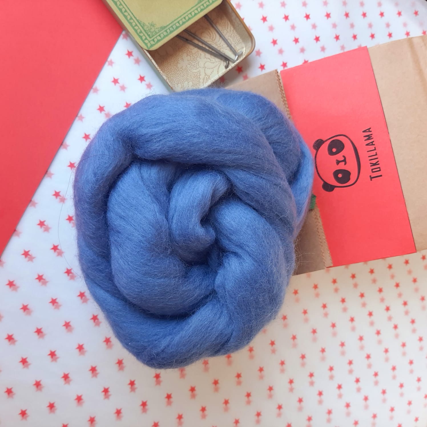 Lana merina extrafina peinada azul grisáceo