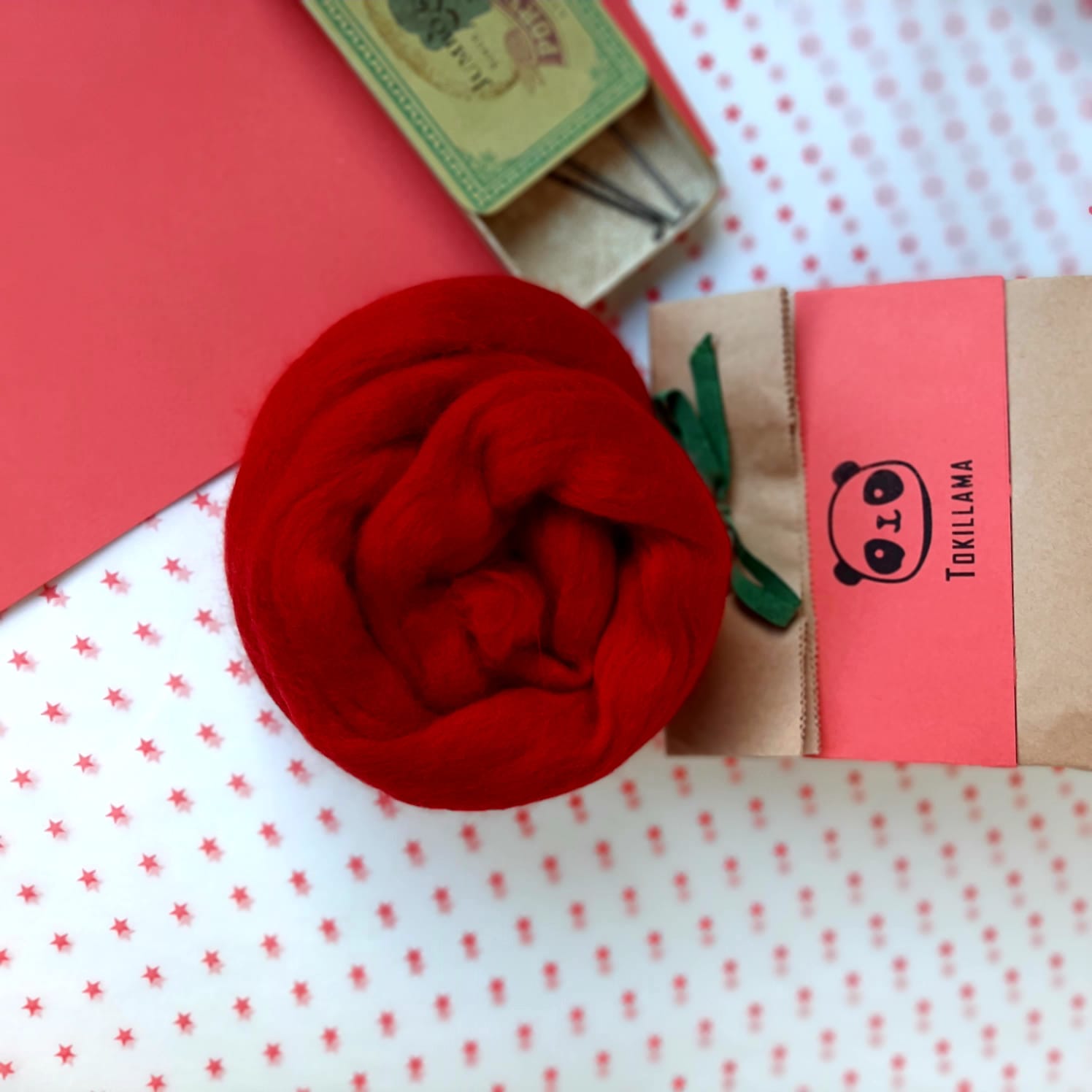 Lana merina extrafina peinada rojo intenso